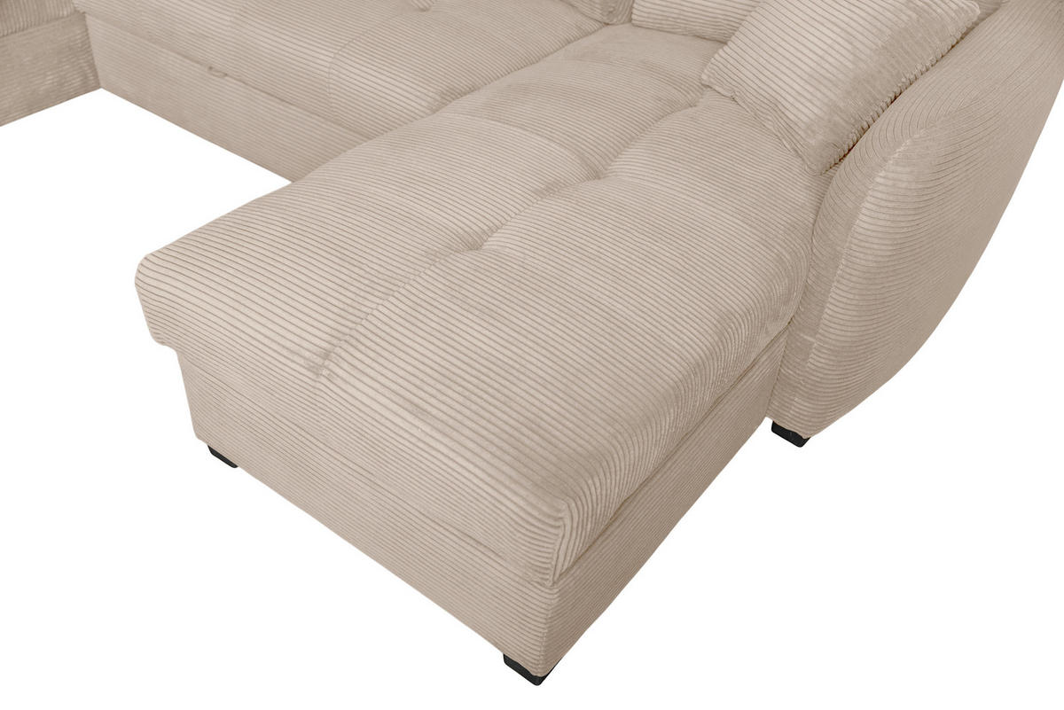 WOHNLANDSCHAFT SORINA Hellbraun Cord  - Hellbraun/Schwarz, Design, Kunststoff/Textil (202/305/157cm) - MID.YOU
