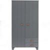 GARDEROBENSCHRANK Dennis  in 111/202/55 cm  - Dunkelgrau/Kupferfarben, Design, Leder/Holz (111/202/55cm) - Livetastic