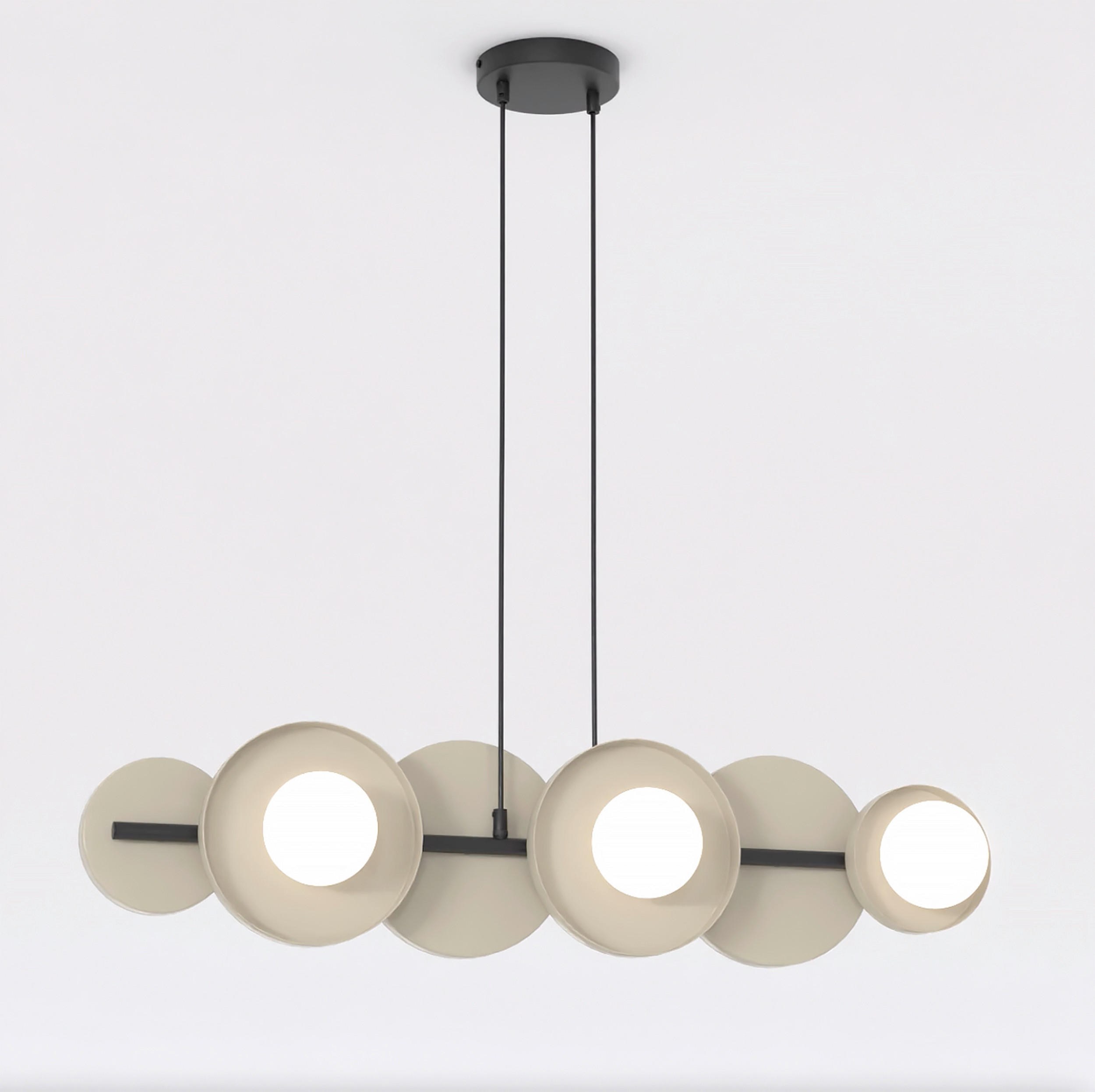 HÄNGELEUCHTE  85/23/120 cm    - Beige/Schwarz, Trend, Glas/Metall (85/23/120cm)