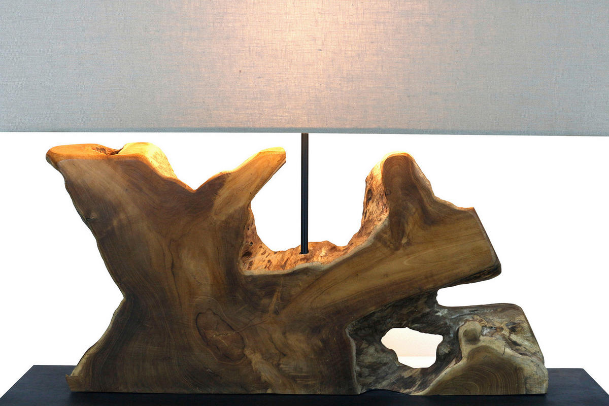 TISCHLEUCHTE 80/59/20 cm   - Beige/Schwarz, Design, Holz/Textil (80/59/20cm) - P & B