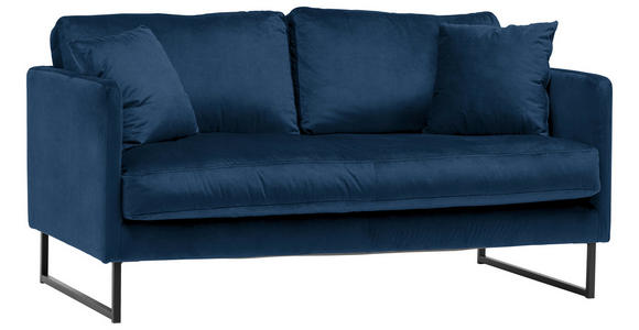 2-SITZER-SOFA in Samt Dunkelblau - Schwarz/Dunkelblau, Design, Textil/Metall (150/78/84cm) - Carryhome