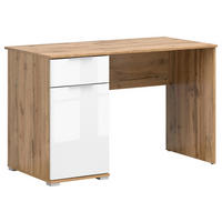 SCHREIBTISCH 120/60/76 cm  in Weiß, Eiche Wotan  - Eiche Wotan/Silberfarben, Design, Holzwerkstoff/Kunststoff (120/60/76cm)