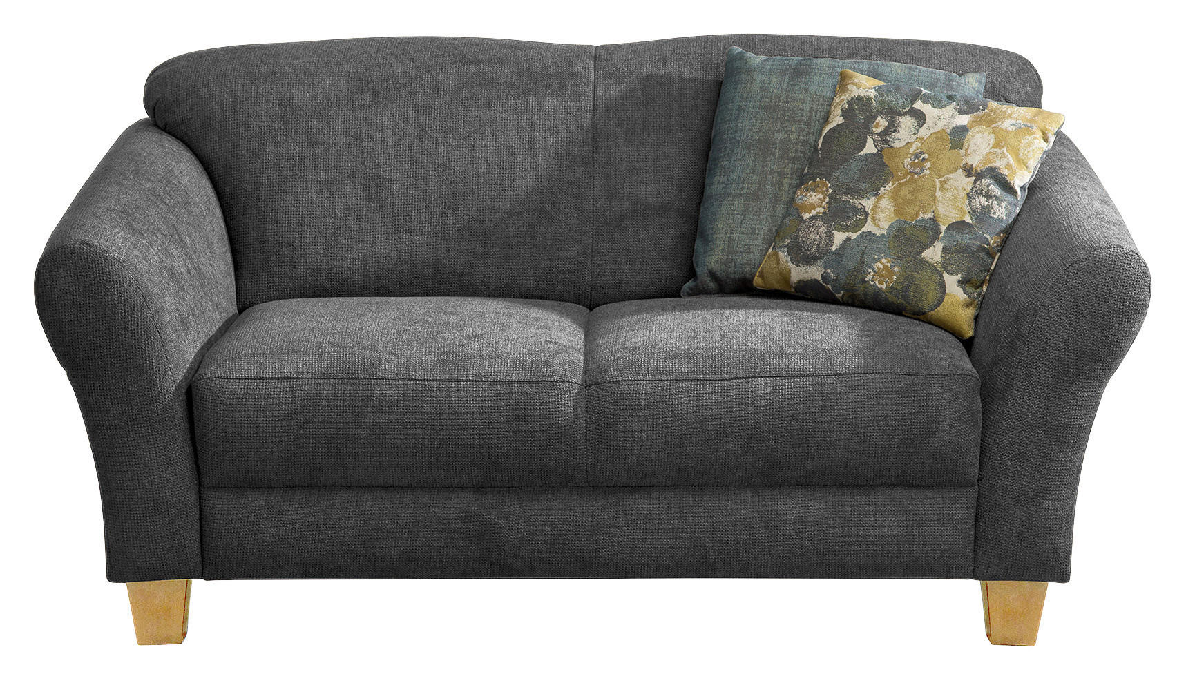 2-SITZER-SOFA in Flachgewebe Schwarz - Schwarz/Naturfarben, Konventionell, Holz/Textil (163/84/89cm) - Sit & More