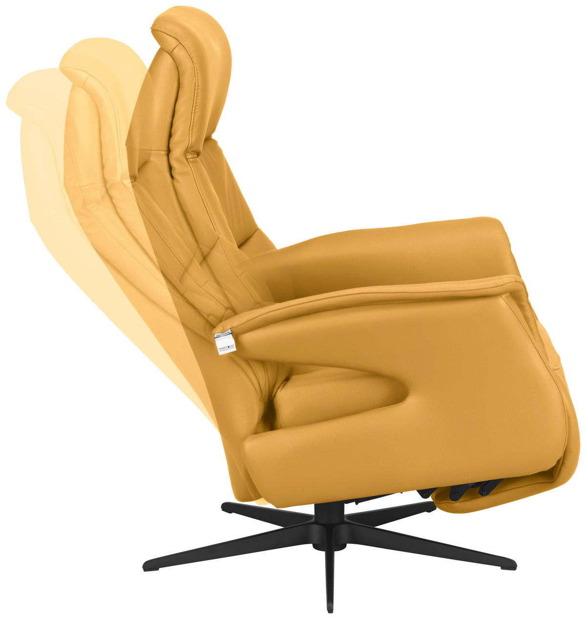 RELAXSESSEL in Leder Gelb  - Gelb/Schwarz, Design, Leder/Metall (74/105/83cm) - Welnova