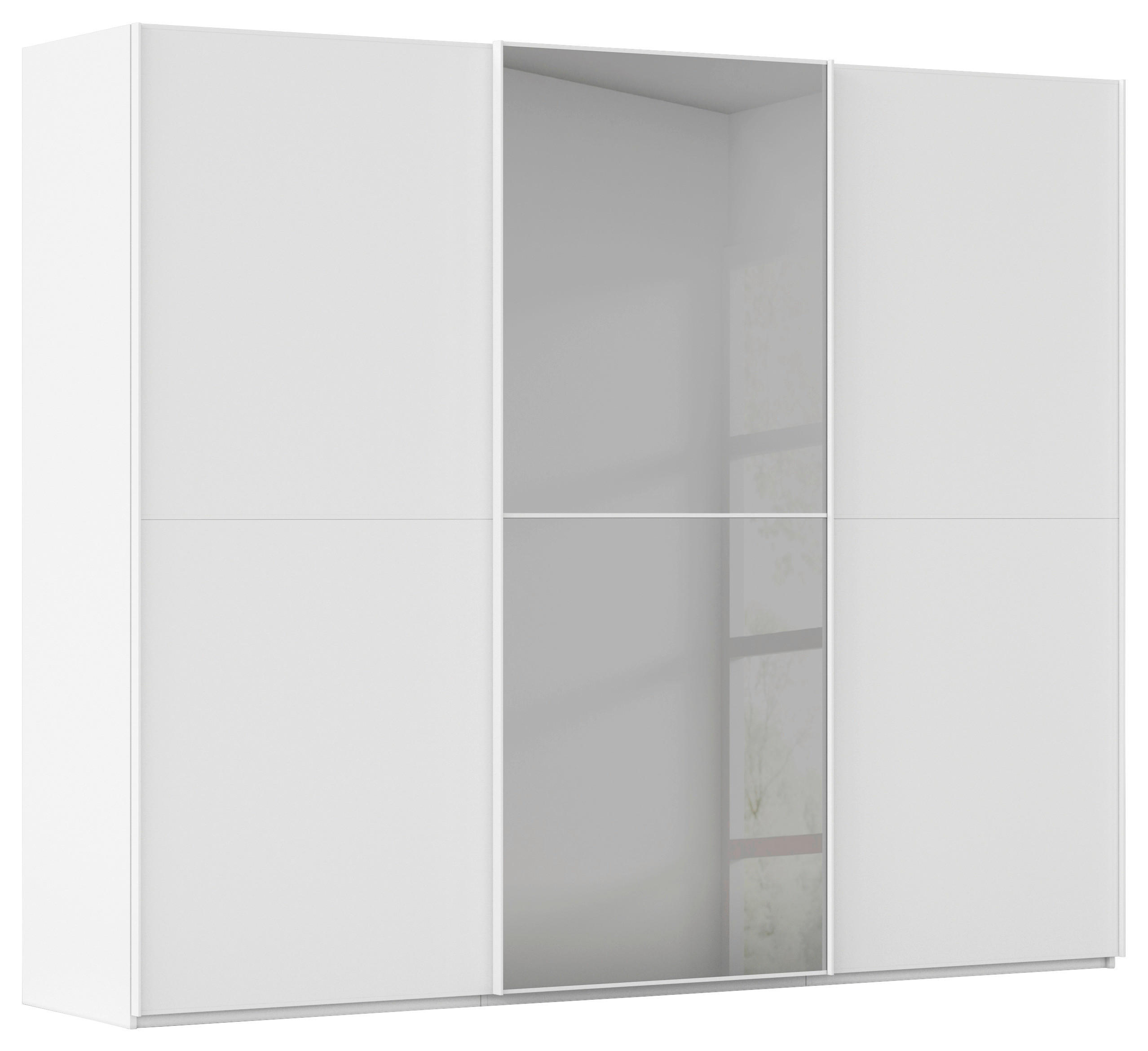 SCHWEBETÜRENSCHRANK 271/223/68 cm,  in Weiß, 3 Tür(en)  - Weiß, KONVENTIONELL, Glas/Holzwerkstoff (271/223/68cm) - Novel