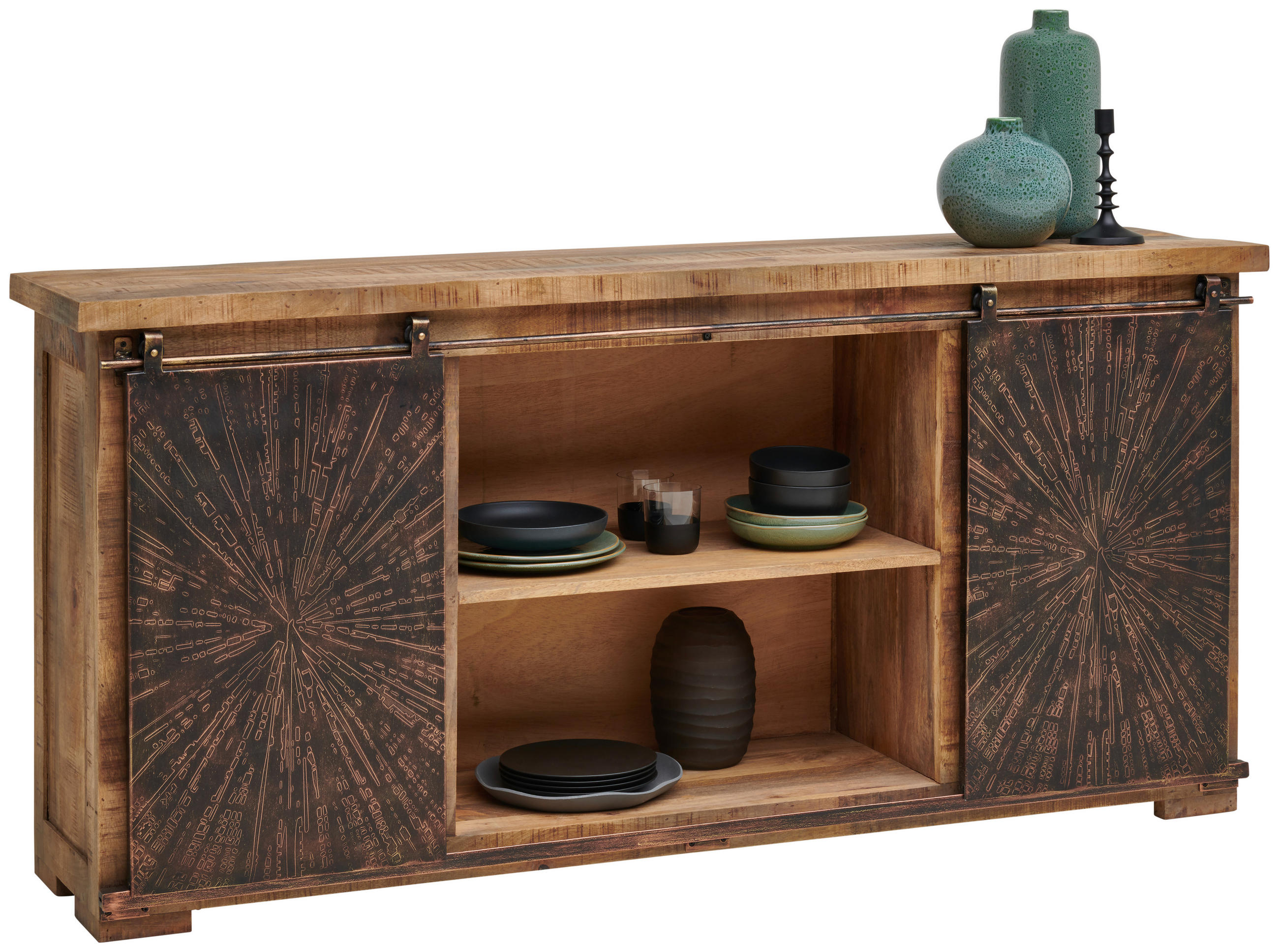 Landscape Sideboard Natur, Schwarz, Kupfer 180x85x40 cm
