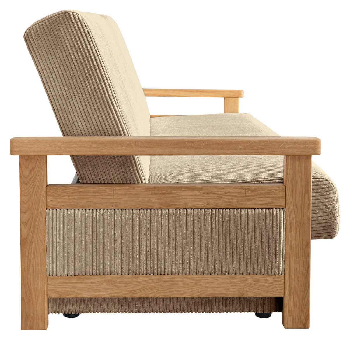 SCHLAFSOFA in Cord Hellbraun  - Hellbraun/Naturfarben, Design, Holz/Textil (220/90/90cm) - P & B