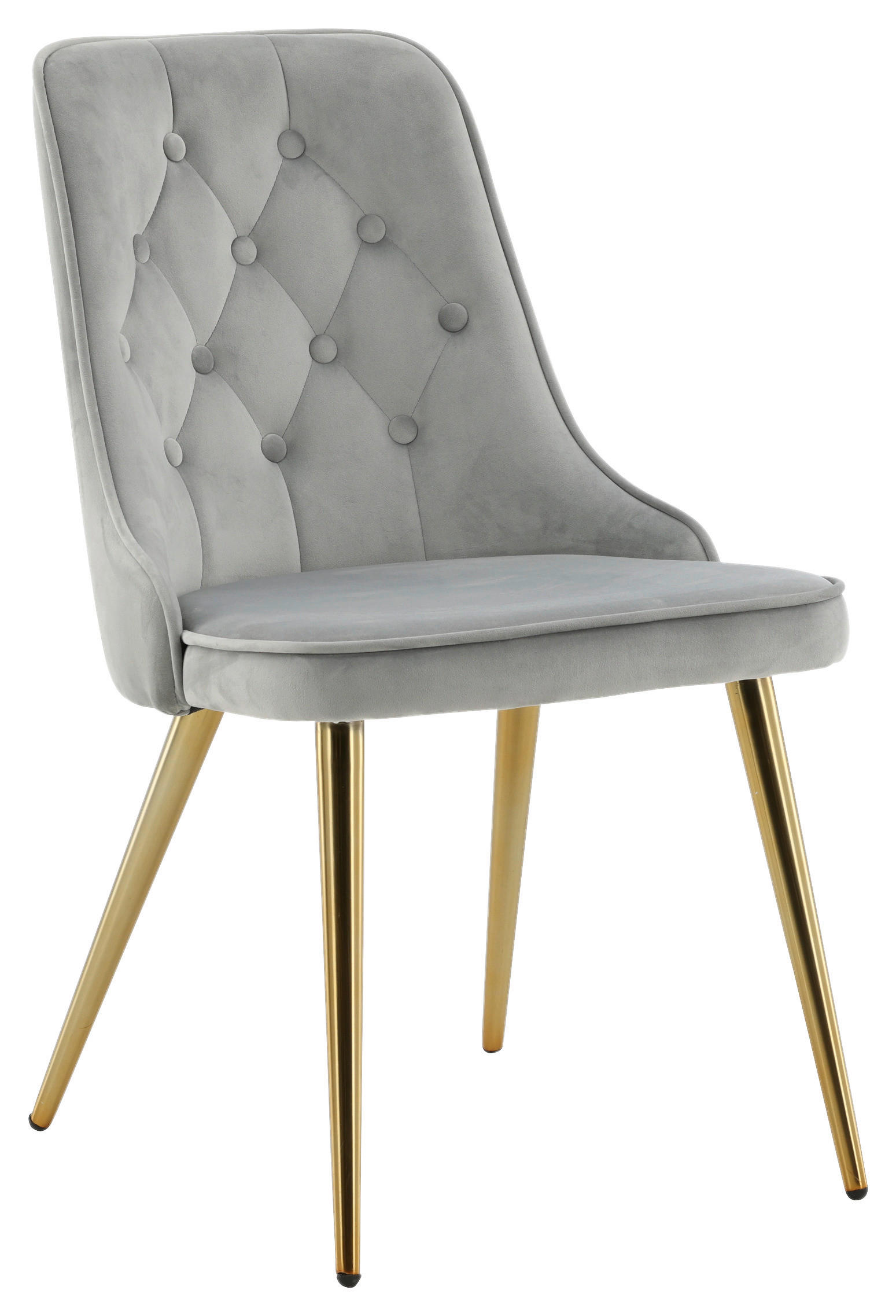 STUHL-SET 2 Stück  in Stahl Samt Metall, Kunststoff, Textil  - Goldfarben/Hellgrau, Design, Kunststoff/Textil (50/88.5/66cm) - Livetastic