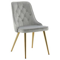 STUHL-SET 2 Stück  in Stahl Samt Metall, Kunststoff, Textil  - Goldfarben/Hellgrau, Design, Kunststoff/Textil (50/88.5/66cm) - Livetastic