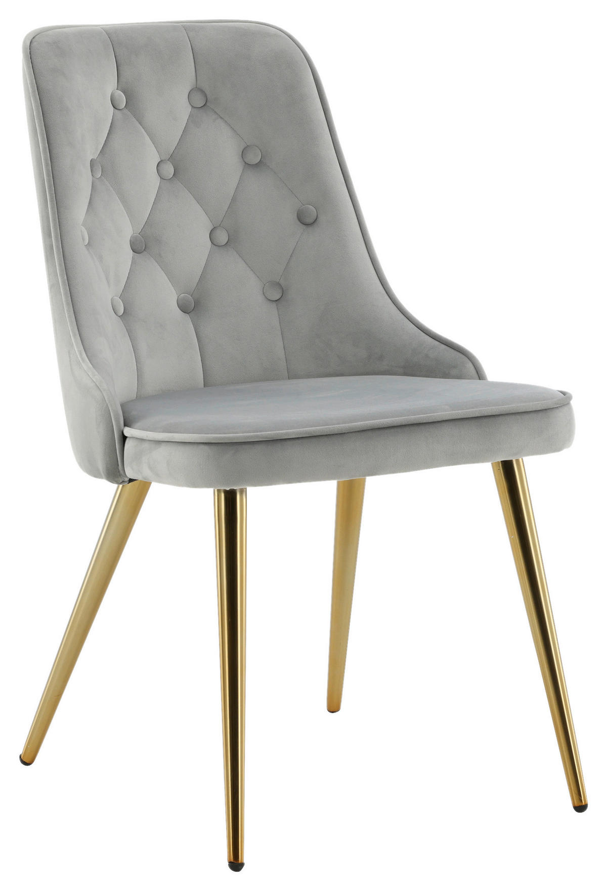 STUHL-SET 2 Stück  in Stahl Samt Metall, Kunststoff, Textil  - Goldfarben/Hellgrau, Design, Kunststoff/Textil (50/88.5/66cm) - Livetastic