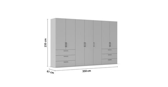 DREHTÜRENSCHRANK 350/235/61 cm,  in Weiß, 7-türig  - Edelstahlfarben/Weiß, Basics, Holzwerkstoff/Metall (350/235/61cm) - Novel