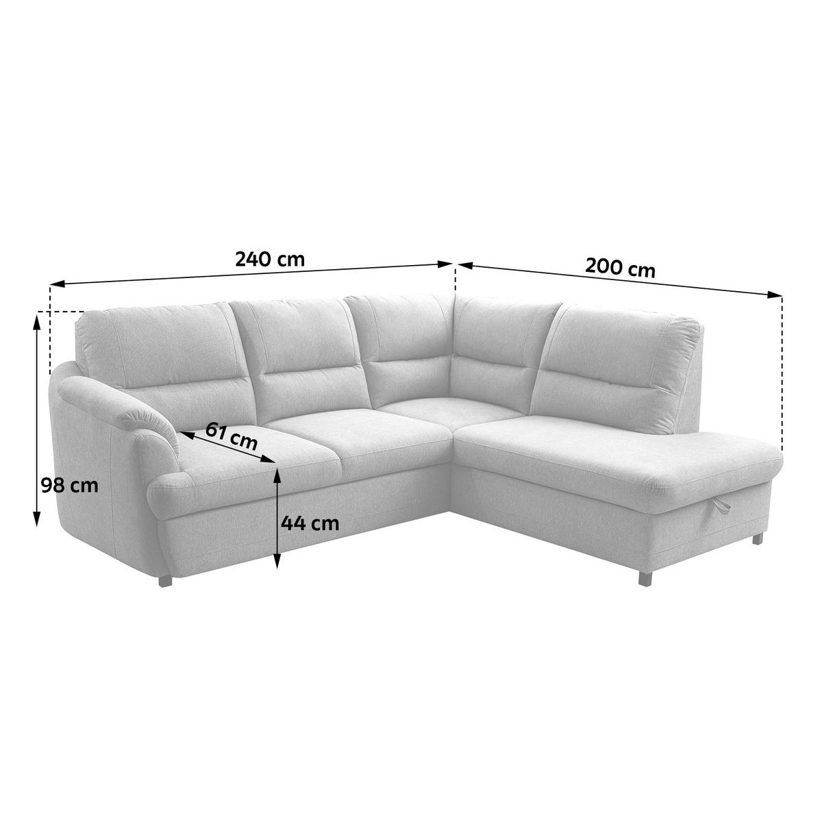 ECKSOFA Graphitfarben  - Greige/Schwarz, Basics, Holz/Textil (240/200cm) - MID.YOU