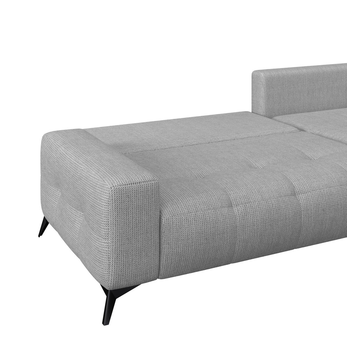 ECKSOFA MAURO Grau Flachgewebe  - Schwarz/Grau, Trend, Textil/Metall (290/175cm) - MID.YOU