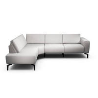 ECKSOFA in Chenille Hellgrau  193/256 cm  - Hellgrau/Schwarz, Design, Textil/Metall (193/256cm) - SENSOO