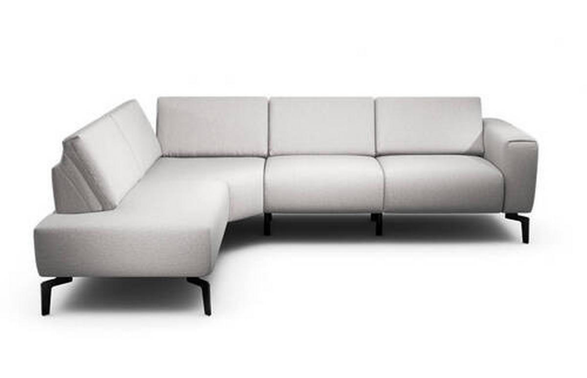ECKSOFA in Chenille Hellgrau  193/256 cm  - Hellgrau/Schwarz, Design, Textil/Metall (193/256cm) - SENSOO