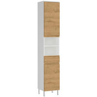 HOCHSCHRANK 34/190/34 cm  - Chromfarben/Eichefarben, MODERN, Holzwerkstoff/Metall (34/190/34cm) - Germania