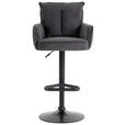 BARHOCKER Cord Dunkelgrau Eisen Stoffauswahl, Sitzfläche 360° drehbar, inklusive Armlehnen  - Dunkelgrau/Schwarz, Design, Textil/Metall (54/101-122/58cm) - Novel