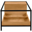 COUCHTISCH Eiche furniert, massiv ESG 110/60/40 cm rechteckig Klar, Naturfarben, Schwarz  - Klar/Eichefarben, Natur, Glas/Holz (110/60/40cm) - Novel