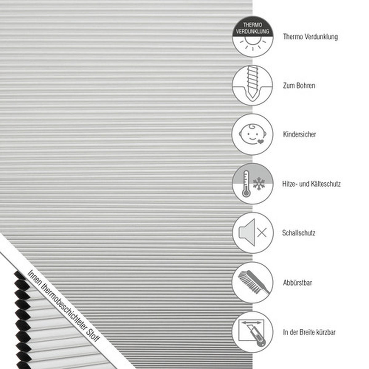 WABENPLISSEE  black-out (lichtundurchlässig)  80/220 cm    - Weiß, Basics, Textil (80/220cm) - Schöner Wohnen