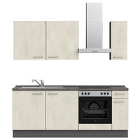 KÜCHENBLOCK 210 cm   in Weiß, Schieferfarben  - Schieferfarben/Edelstahlfarben, MODERN, Holzwerkstoff/Metall (210cm) - Nobilia