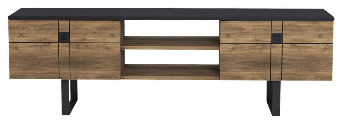 LOWBOARD Recife  in 160/50/35 cm  - Walnussfarben/Schwarz, Design, Holzwerkstoff (160/50/35cm) - Livetastic