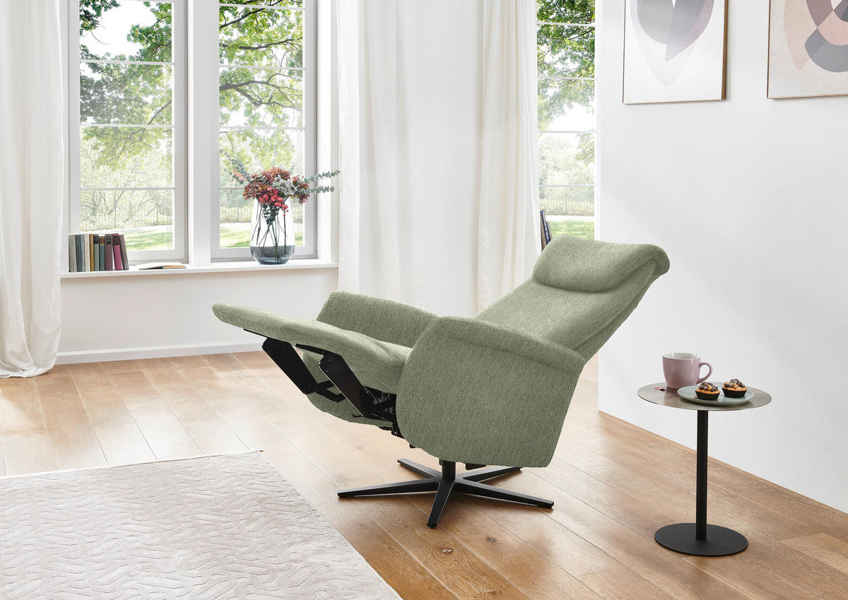 RELAXSESSEL in Textil Olivgrün  - Schwarz/Olivgrün, Design, Textil/Metall (77/115/89cm) - Pure Home Comfort