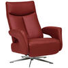 RELAXSESSEL in Leder Rot  - Chromfarben/Rot, Design, Leder/Metall (74/105/82cm) - Welnova