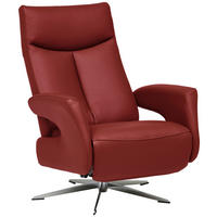 RELAXSESSEL in Leder Rot  - Chromfarben/Rot, Design, Leder/Metall (74/105/82cm) - Welnova