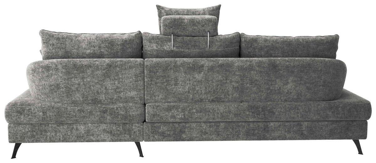 ECKSOFA in Webstoff Dunkelgrau  - Dunkelgrau/Schwarz, Konventionell, Textil/Metall (293/183cm) - Carryhome