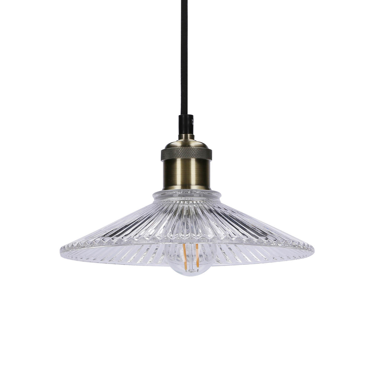 PENDELLAMPA Chester 21/21/90 cm  - svart, Klassisk, metall/glas (21/21/90cm)