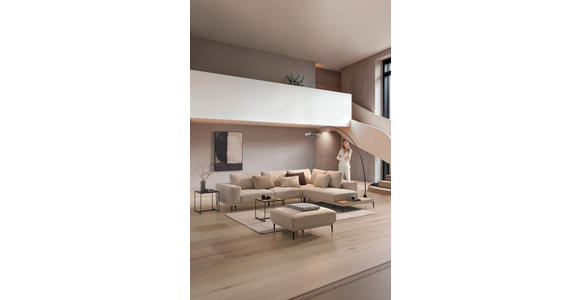 ECKSOFA in Leinwand Naturfarben 318/271 cm - Schwarz/Naturfarben, Design, Textil/Metall (318/271cm) - Emilio Belluti