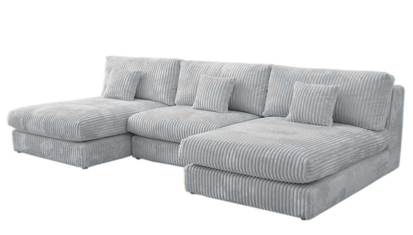 Canapea Modulară, textil, gri deschis