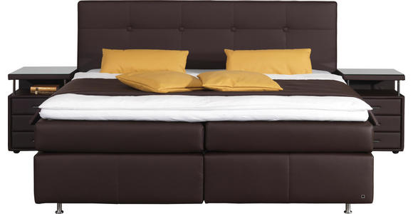 BOXSPRINGBETT 200/200 cm in Dunkelbraun - Dunkelbraun/Alufarben, KONVENTIONELL, Textil/Metall (200/200cm) - Dieter Knoll