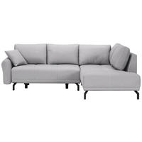 ECKSOFA in Samt Hellgrau  250/191 cm  - Hellgrau/Schwarz, LIFESTYLE, Textil/Metall (250/191cm) - Carryhome