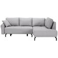 ECKSOFA in Samt Hellgrau  - Hellgrau/Schwarz, LIFESTYLE, Textil/Metall (250/191cm) - Carryhome