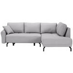 ECKSOFA Hellgrau Samt  - Hellgrau/Schwarz, LIFESTYLE, Textil/Metall (250/191cm) - Carryhome