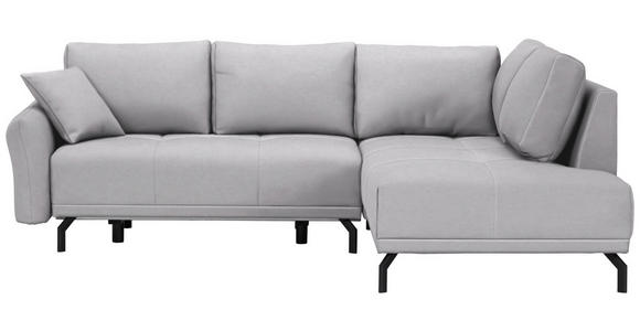 ECKSOFA in Samt Hellgrau  - Hellgrau/Schwarz, LIFESTYLE, Textil/Metall (250/191cm) - Carryhome