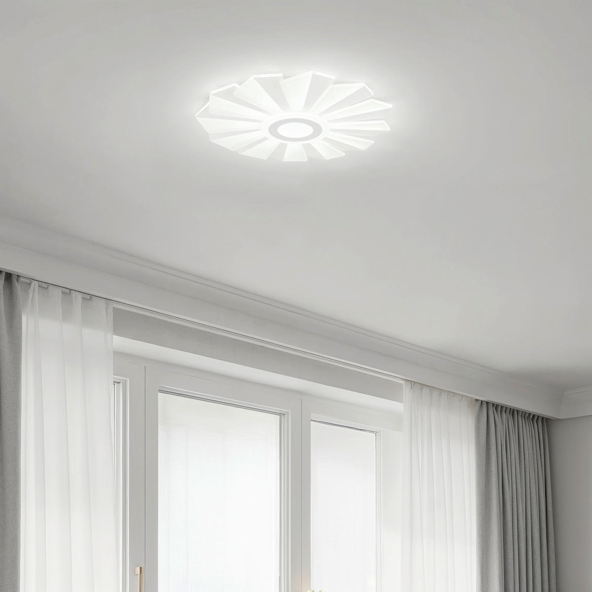 LED-DECKENLEUCHTE 55/7,5 cm   - Opal/Weiß, Design, Kunststoff/Metall (55/7,5cm) - Novel