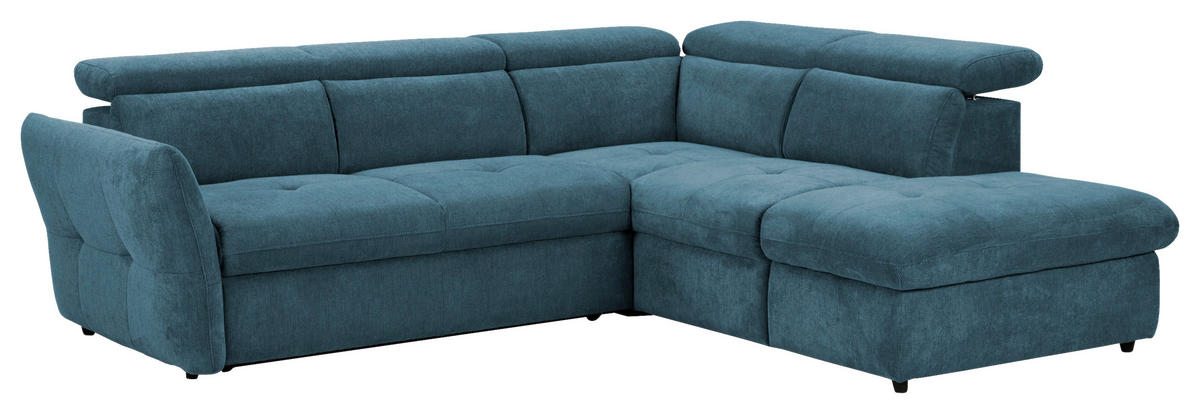 SEDEŽNA GARNITURA, mikrovlakna modra  - modra/črna, Design, umetna masa/tekstil (254/224cm) - Stylife