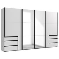 SCHWEBETÜRENSCHRANK 350/216/65 cm 4-türig Weiß  - Schwarz/Weiß, Basics, Glas/Holzwerkstoff (350/216/65cm) - MID.YOU