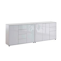 SIDEBOARD Mailand Set 13  in 211/73/33 cm  - Weiß Hochglanz/Schwarz, MODERN, Holzwerkstoff/Kunststoff (211/73/33cm) - MID.YOU