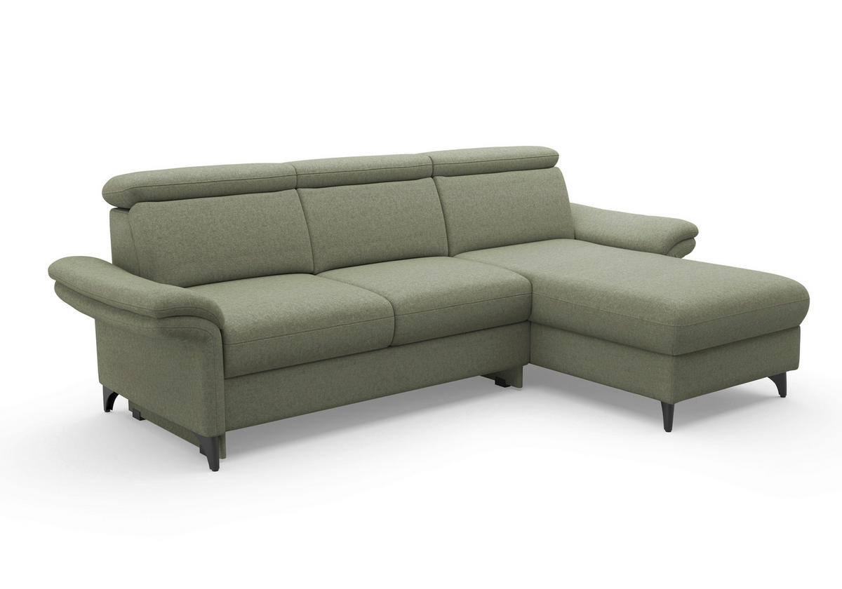 ECKSOFA GLENDALE E in Flachgewebe Olivgrün  253/166 cm  - Schwarz/Olivgrün, KONVENTIONELL, Textil/Metall (253/166cm) - Sit & More
