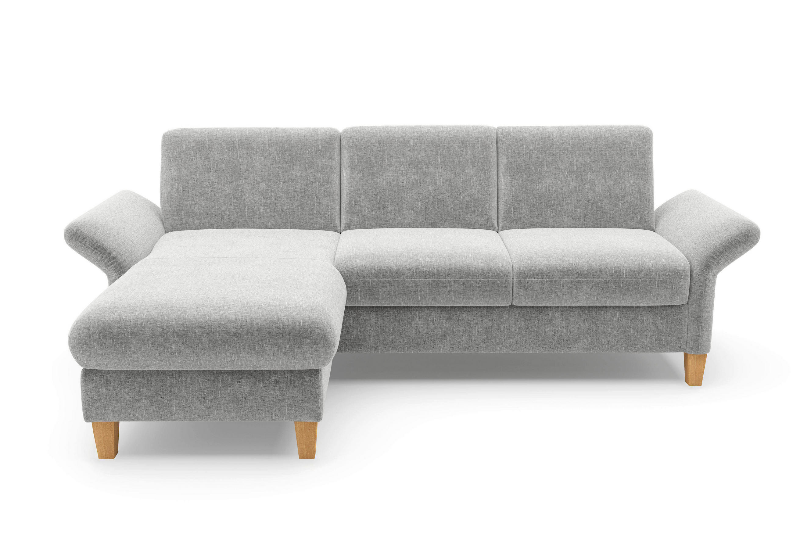 ECKSOFA ROCHELLE E Hellgrau Flachgewebe  - Eichefarben/Hellgrau, KONVENTIONELL, Holz/Textil (164/251cm) - Sit & More