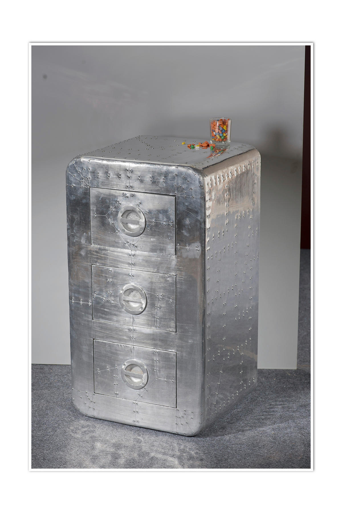 KOMMODE , 45/80/40 cm, 3 Schublade(n)  - Silberfarben, Design, Holz/Holzwerkstoff (45/80/40cm) - MID.YOU