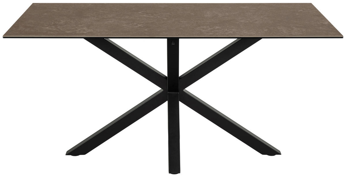 ESSTISCH in Keramik 160/90/75,5 cm  - Schwarz/Braun, Trend, Keramik/Metall (160/90/75,5cm) - MID.YOU