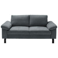 2-SITZER-SOFA in Velours Dunkelgrau  - Dunkelgrau/Schwarz, Design, Textil/Metall (186/86/97cm) - Pure Home Lifestyle