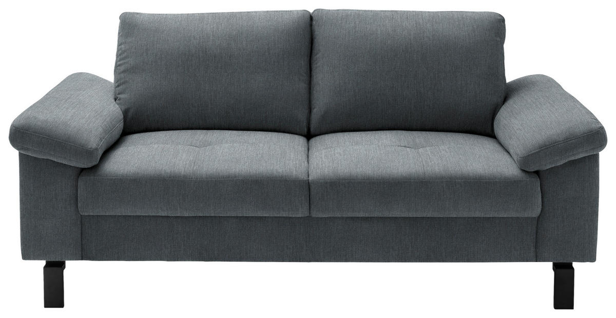 2-SITZER-SOFA in Velours Dunkelgrau  - Dunkelgrau/Schwarz, Design, Textil/Metall (186/86/97cm) - Pure Home Lifestyle