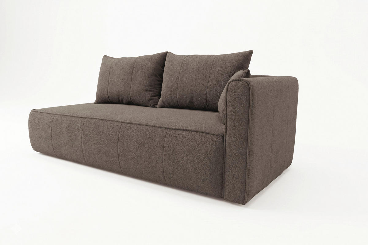 RÉCAMIERE HEVIA in Bouclé Braun  inkl.  - Schwarz/Braun, Design, Kunststoff/Textil (235/97/98cm) - MID.YOU