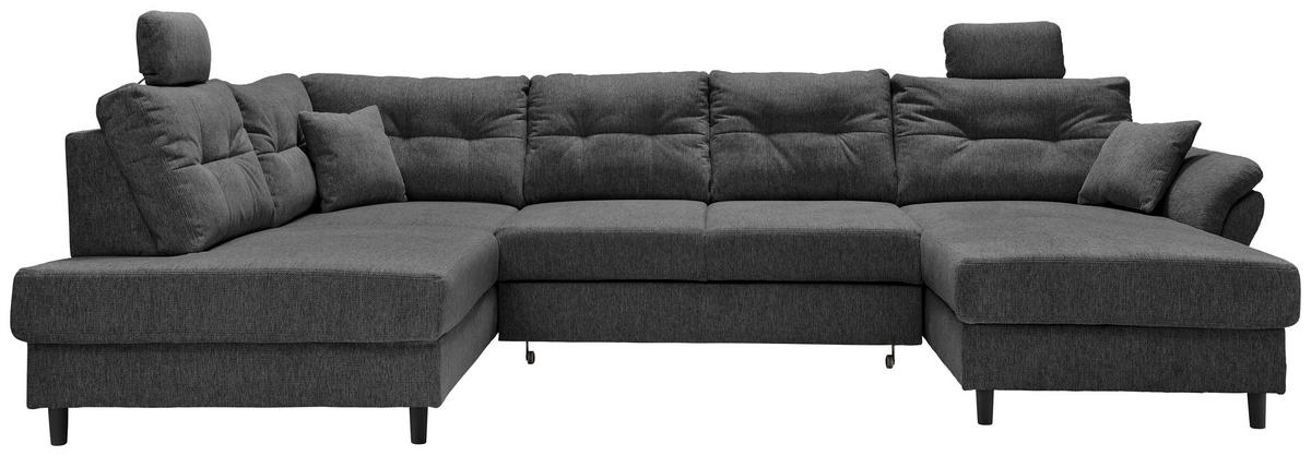 WOHNLANDSCHAFT in Chenille Anthrazit  - Anthrazit/Schwarz, Modern, Holz/Textil (206/338/176cm) - Livetastic