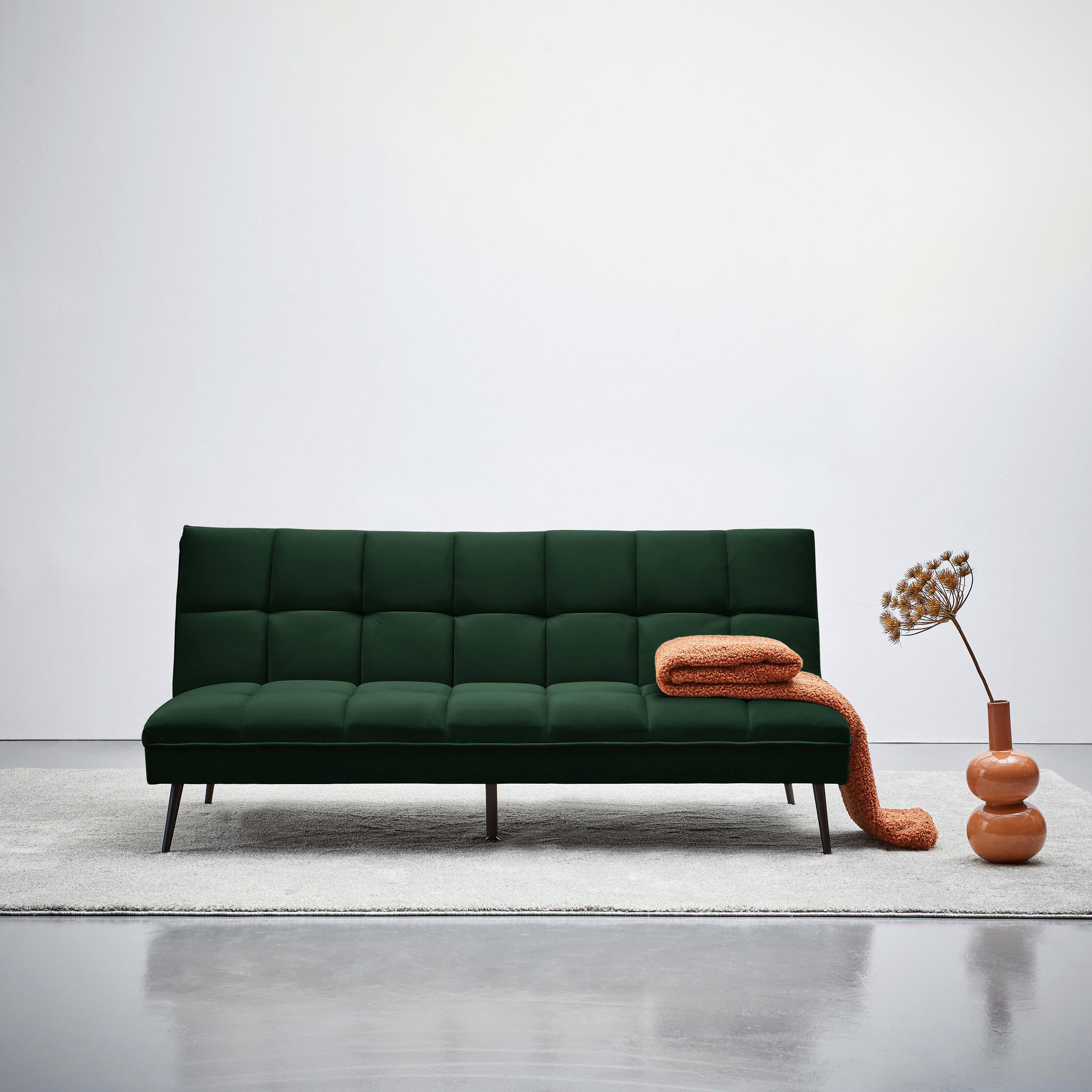 SCHLAFSOFA in Samt Dunkelgrün  - Dunkelgrün/Schwarz, MODERN, Textil/Metall (178/84/98cm) - MID.YOU